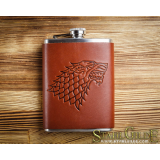 Game of Thrones, Leather Flask, House of Stark , hip flask Leather Flask